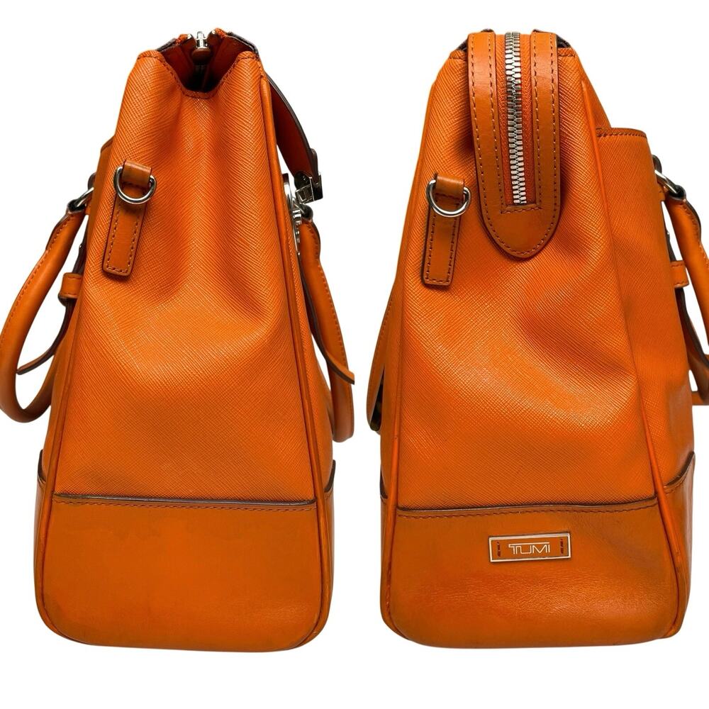 VGUC – TUMI Voyageur Large Tangerine Textured Leather Briefcase 73126TNG - Picture 5 of 11